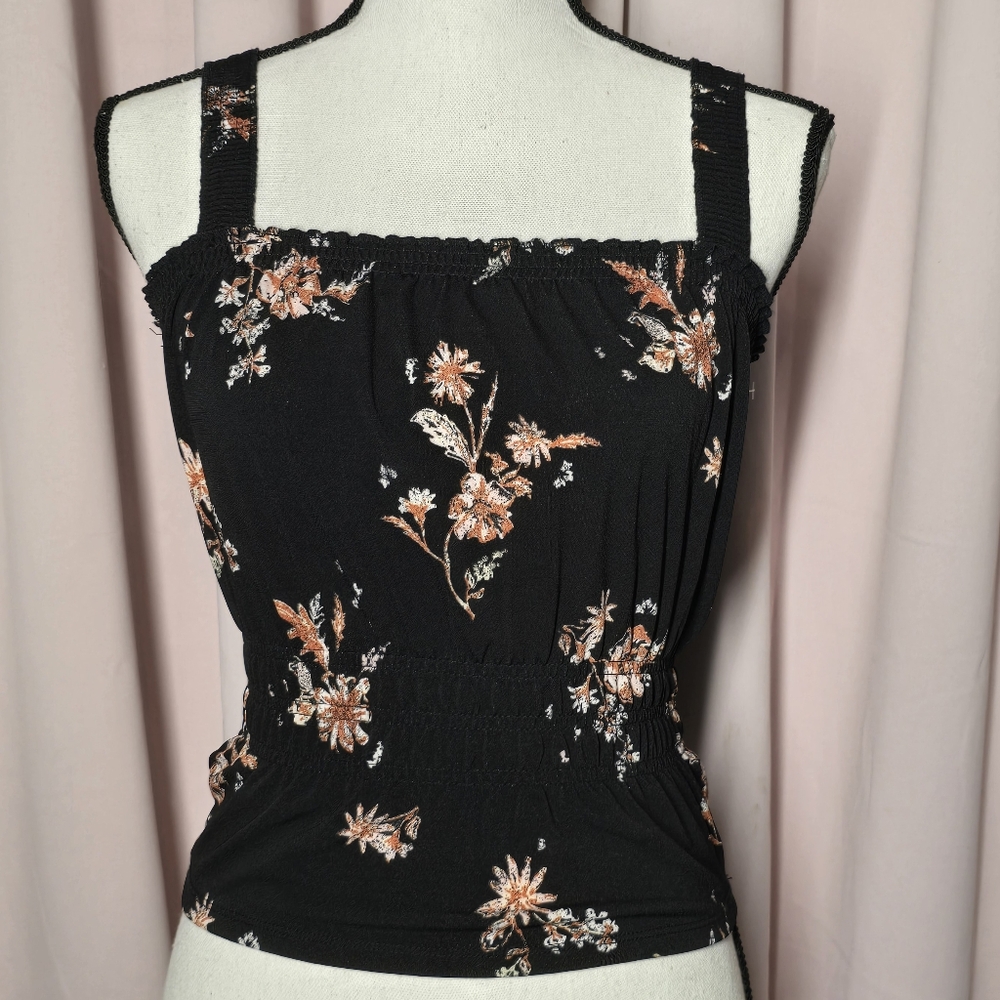 Floral Black Cami Top